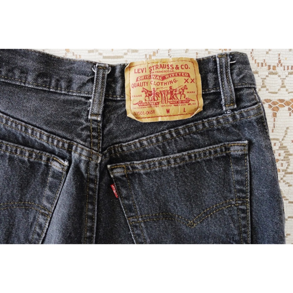 Vtg 80s Levi's 501 Dark Grey Tapered Jeans est. 2 - Picture 4 of 7